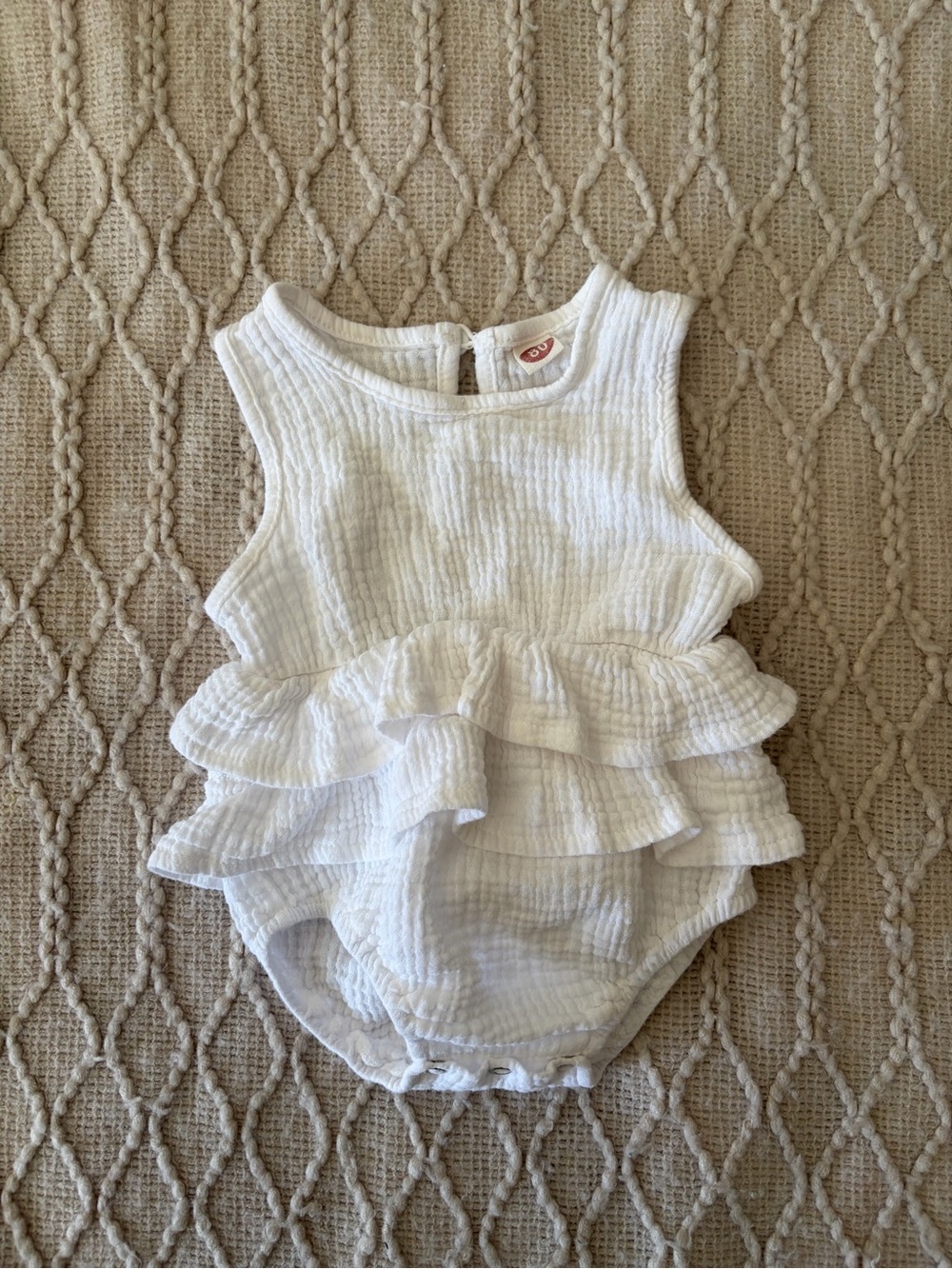 White Ruffled Baby Romper - Picture 2 of 4